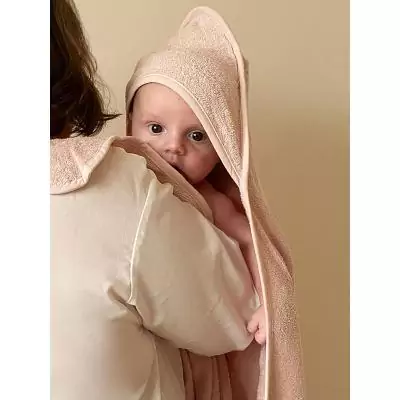 Drap de bain XXL Parent / Bébé - CANDIDE - 100x100 cm - Rose