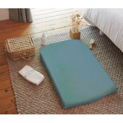 Housse de matelas a langer - CANDIDE - Eponge - 50 x 75 cm - Bleu canard