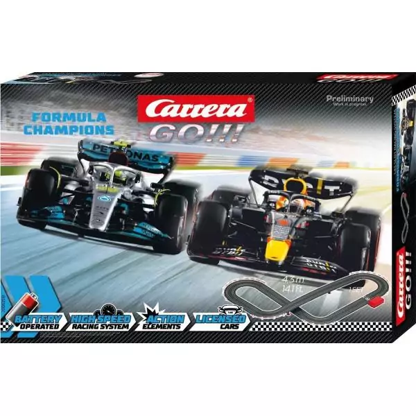 Circuit de course Formula Champions, Longueur 6,3 m, Echelle des voitures 1/43, Carrera Go, Des 6 ans