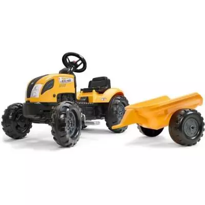 Tracteur a pédales Mighty Builder - FALK - Avec remorque - 100% Fabriqué en France - Au moins 50% de plastique recyclé - Des