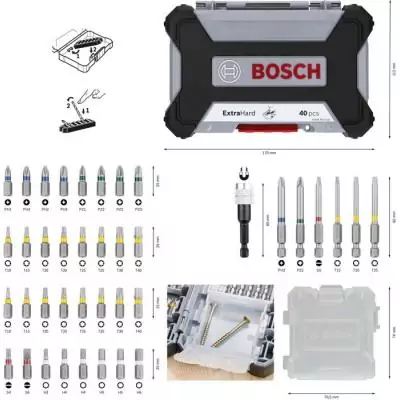 Embout de tournevis - Bosch Professional - 2607017464 - 40 pieces - Acier modifié S2 - Personnalisable Embout de tournevis - Bosch Professional - 2607017464 - 40 pieces - Acier modifié S2 - Personnalisable