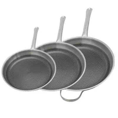 Set de 3 poeles a induction - ELO - Relief Solutions - Inox 18/10 ELODUR Select antiadhésives - Ø 24-28-32 cm