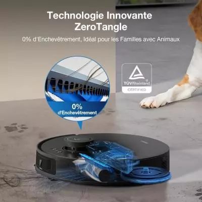 ECOVACS Deebot T30s Pro Gen2 - Aspirateur Robot Laveur avec Station - 13500 Pa - Brosse ZeroTangle - Nettoyage a l'eau Chaude