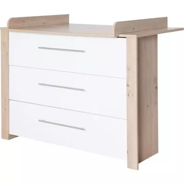 Commode a langer - ROBA - MALO - 3 tiroirs - Chene clair / blanc