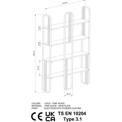 Bibliotheque baroque - SIERRA - 124 x 182 x 26 cm - Glam Jaune