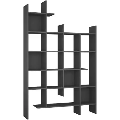 Bibliotheque étagere moderne - MANCO - Fixation murale - 122 x 188 x 26 cm - Anthracite
