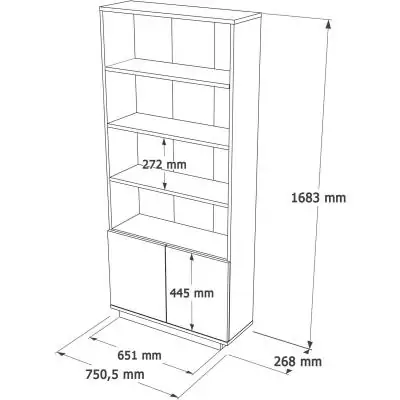 Bibliotheque élégante - FR16 - 2 portes - 75 x 168 x 27 cm - Pin atlantique / Blanc