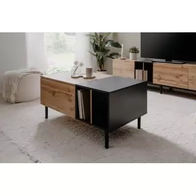 Table basse - LONA - Rectangulaire - Chene artisan / Noir - 100 x 46,5 x 55 cm