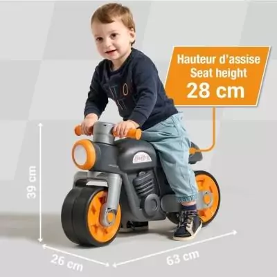 Draisienne Moto Premier - FALK - Avec roues silencieuses - Gris - 75% Plastique Recyclé - 100% Fabriqué en France - Des 12 mo