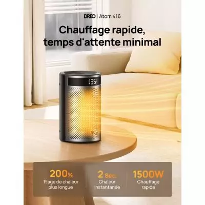 Chauffage d'appoint - Hyper-céramique - 1500 W - Dreo - Atom 416 - Colonne - Noir