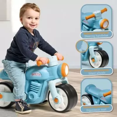 Draisienne Moto Premier - FALK - Avec roues silencieuses - Bleu - 75% Plastique Recyclé - 100% Fabriqué en France - Des 12 mo