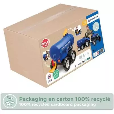 Remorque Citerne New Holland - FALK - Capacité 30L - Bleu- Adaptable avec les tracteurs FALK 3-7 ans - 100% Fabriqué en France
