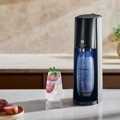 Machine a soda et eau pétillante - SODASTREAM - E-TERRA - 1 bouteille compatible lave-vaisselle - 1 recharge de gaz 60L - Noir