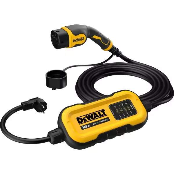 Chargeur portable pour véhicule électrique - DEWALT - 3,7kW - Type 2 + prise - 7 m - 16A - 230V AC