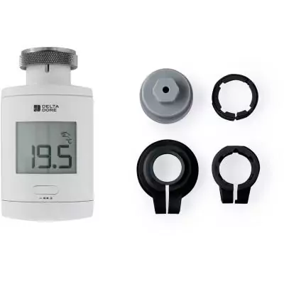 Tete Thermostatique TRV 1.0 et adaptateurs - Delta Dore - TRV 1.0 Adapt - Chauffage connecté - Programmation - Contrôle vocal Tete Thermostatique TRV 1.0 et adaptateurs - Delta Dore - TRV 1.0 Adapt - Chauffage connecté - Programmation - Contrôle vocal