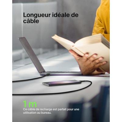 Câble tressé - BELKIN - USB-C vers USB-A - 1 m - Noir