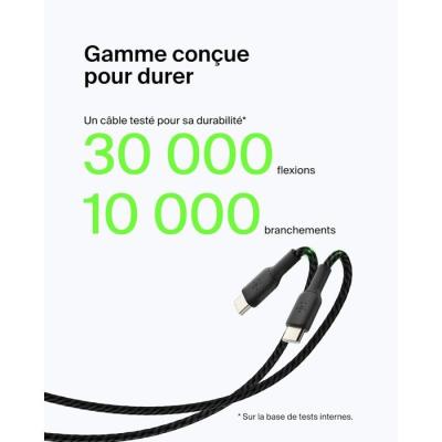 Câble tressé - BELKIN - USB-C vers USB-A - 2 m - Noir