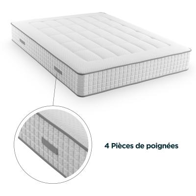 MODAMS GeoFlex 180 x 200 - 720 Ressorts ensachés - Mousse PU 24kg/m² - 7 zones - Respirant - Déhoussable - Réversible - Ep.