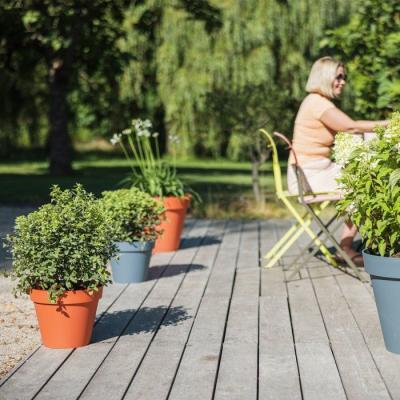 Pot de fleur Rond - EDA - Toscane - Ø 40 cm - 23 L - Intérieur/Extérieur - Ø 40 x H.32 cm - Bleu Jean