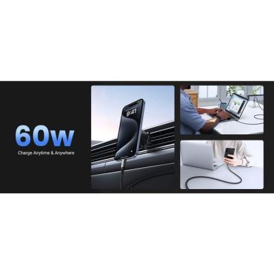 Câble USB-C - UGREEN - Câble data 1 m - 60W - Nylon - PD - Noir