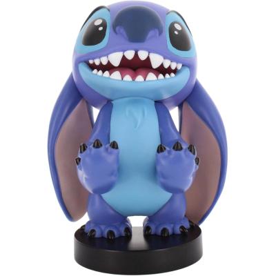 Figurine Disney Stitch Sourire - EXQUISITE GAMING - Cable Guys - Support écouteurs, smartphone ou petit accessoire - 20 cm