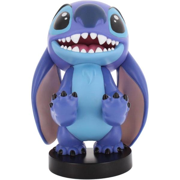 Figurine Disney Stitch Sourire - EXQUISITE GAMING - Cable Guys - Support écouteurs, smartphone ou petit accessoire - 20 cm