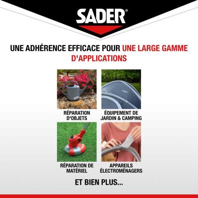 Adhésif extra fort - SADER - Repare tout extreme - Intérieur & Exterieur - Toutes surfaces - Noir - Facile a découper - 20 m