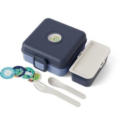 Boite a Sandwich Enfant - MONBENTO - Couverts inclus - Sans BPA - Snacky Bleu Infinity
