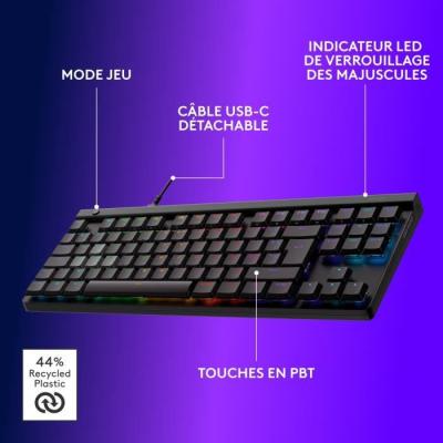 Clavier gamer - Filaire - Logitech G - G515 Rapid TKL - Noir