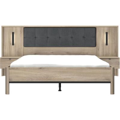 Lit adulte avec chevets lambris - MAXIMIN - 160 x 200 cm - Chene Krönberg clair - GAMI