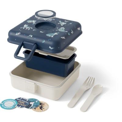 Boite a Sandwich Enfant - MONBENTO - Couverts inclus - Sans BPA - Snacky Wolf