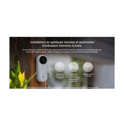 Sonnette vidéo connectée - EZVIZ - DB2 PRO - Sur batterie rechargeable - Blanc