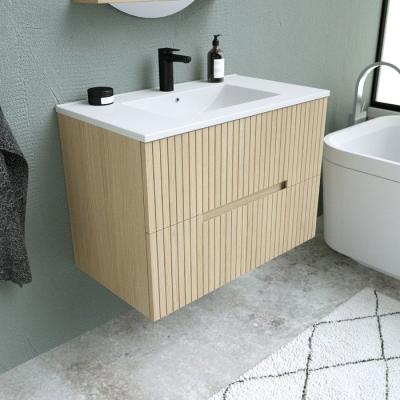 Ensemble meuble de salle de bain - Vasque - Bois - L80 x P45 x H60 cm - Miroir - GROOVE