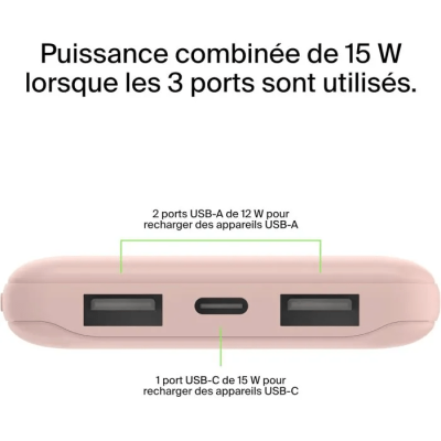Batterie externe - BELKIN - 10 000 mAh - Rose