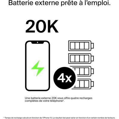 Batterie externe - BELKIN - 20 000 mAh - USB-A & USB-C - 15 W - Noir
