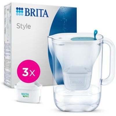 Carafe filtrante BRITA - Style Bleu - Capacité 2,4L dont 1,4L d'eau filtrée - 3 mois MAXTRA PRO