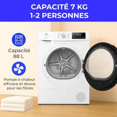 Seche-linge pompe a chaleur - CONTINENTAL EDISON - CESL7PCWE - 7 kg - 60 cm - Classe E - Blanc