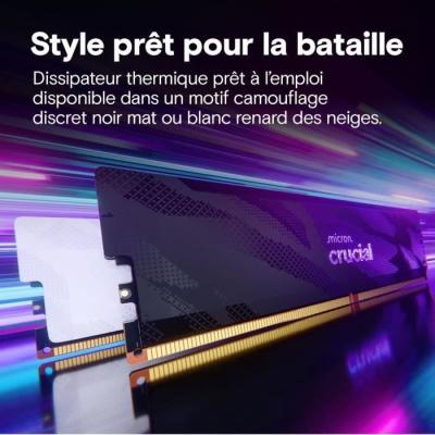 Kit mémoire gamer - CRUCIAL Pro OC - CP2K16G64C32U5W - 32&nbsp;Go (2x&nbsp;16&nbsp;Go) DDR5-6400 UDIMM - CL32 avec dissipateur thermique -