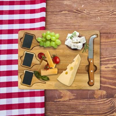 Plateau a fromage - FACKELMANN - Avec ardoises + couteau a fromage - 32 x 23 cm - Bois Plateau a fromage - FACKELMANN - Avec ardoises + couteau a fromage - 32 x 23 cm - Bois