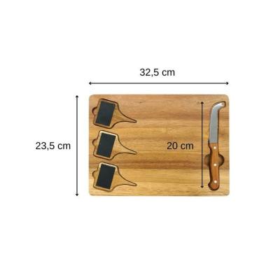 Plateau a fromage - FACKELMANN - Avec ardoises + couteau a fromage - 32 x 23 cm - Bois Plateau a fromage - FACKELMANN - Avec ardoises + couteau a fromage - 32 x 23 cm - Bois