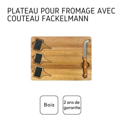 Plateau a fromage - FACKELMANN - Avec ardoises + couteau a fromage - 32 x 23 cm - Bois Plateau a fromage - FACKELMANN - Avec ardoises + couteau a fromage - 32 x 23 cm - Bois