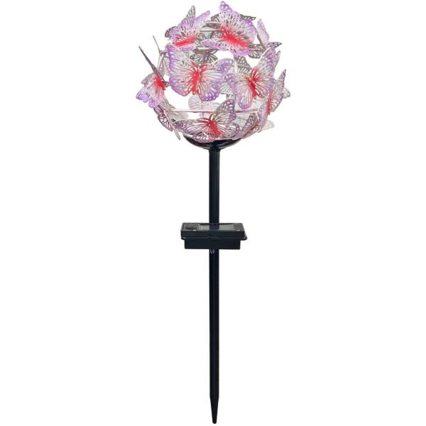 Décoration lumineuse solaire Nuée de Papillons - GALIX - G2623 - Métal - Hauteur 42 cm - 24 Micro LED - Blanc chaud - 3 Lumen