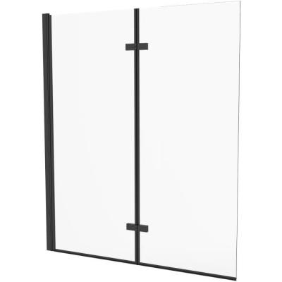 Pare baignoire 2 volets pivotants - HOME GENERATION - Maggy noir - 100 x 140 cm