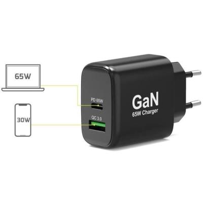 Chargeur mural GaN USB-C & USB-A - PORT DESIGNS - 902104EU - 65 W - Noir