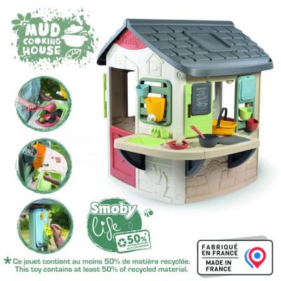 Smoby Life - Mud Cooking House - Fabriquée en France - Matiere Recyclée - 16 accessoires - Des 2 ans