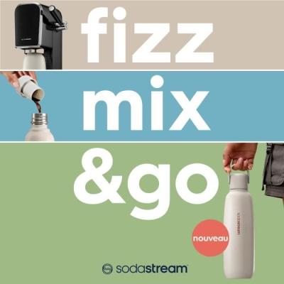 Bouteille isotherme SODASTREAM - Fizz&Go Cool - Capacité 0,9L - Acier Inoxydable - Bleu