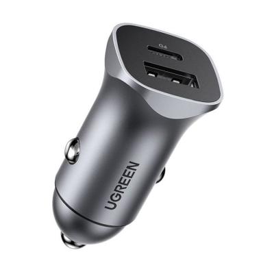 Chargeur voiture - UGREEN - 1 USB-C + 1 USB-A - 30W - Gris