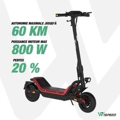 Trottinette électrique - WISPEED - SUVPILOT 150 R - 800 W max - 10'' - 36 V - Autonomie 60 Km - Ecran LED intégré