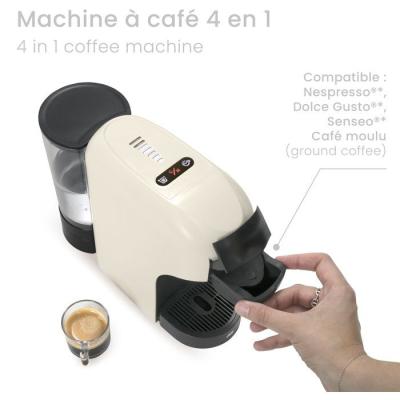 Machine a café multi-capsules 4-en-1 - LIVOO - DOD217C - 1400 W - 7 niveaux d'intensité du café - Creme Machine a café multi-capsules 4-en-1 - LIVOO - DOD217C - 1400 W - 7 niveaux d'intensité du café - Creme