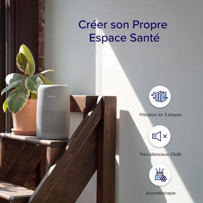 Purificateur d'air - Levoit - Core Mini Pro - Filtration 3 étapes - Surface jusqu'a 16 m² - Capteur qualité air - 7 W - Gris